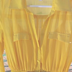 R n B bright yellow chiffon dress